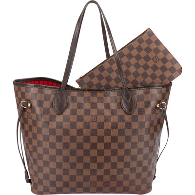 [🔄️B08 / F36] Louis Vuitton Monogram Damier Ebene Canvas Neverfull MM Shoulder Bag - vintageandkickz