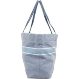 Miu Miu Denim Striped Emblem Tote Shoulder Bag