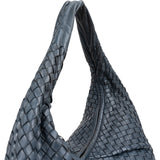 Bottega Veneta Blue Intrecciato Quilted Leather Belly Shoulder Bag