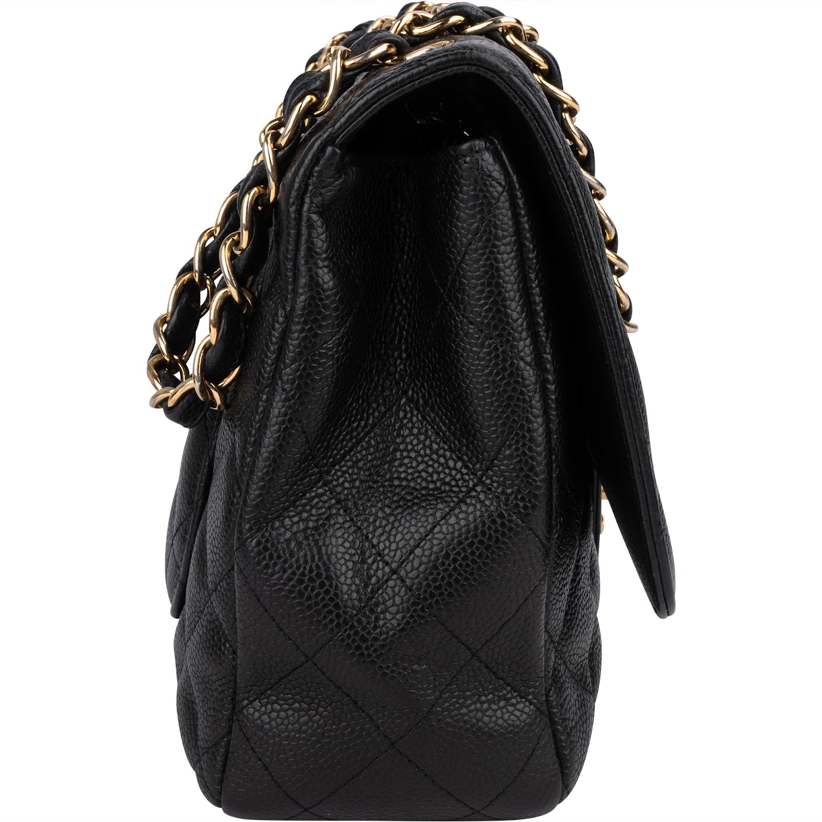 Chanel Quilted Caviar Leather Jumbo Single Flap Crossbody Bag - vintageandkickz