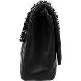 Chanel Quilted Lambskin Palladium Maxi Single Flap Crossbody Bag