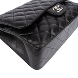 Chanel Quilted Lambskin Palladium Jumbo Double Flap Crossbody Bag