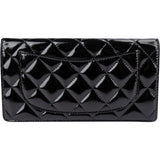 Chanel Quilted Patent Leather Timeless CC Long Flap Wallet