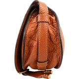 Chloé Brown Grained Calfskin Marcie Small Saddle Crossbody Bag