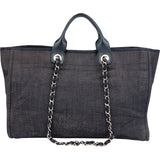 Chanel Denim Deauville Tote Shoulder Bag - vintageandkickz