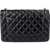 Chanel Quilted Lambskin Gold Jumbo Double Flap Crossbody Bag