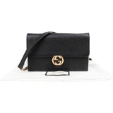 Gucci Grained Leather Interlocking GG Wallet On Chain Crossbody Bag