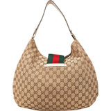 Gucci Monogram GG Canvas Web Hobo Shoulder Bag