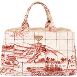 Prada Printed Canvas Estampada Canapa Tote Handbag
