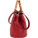 Gucci Grained Leather Bamboo Handle Tote Handbag