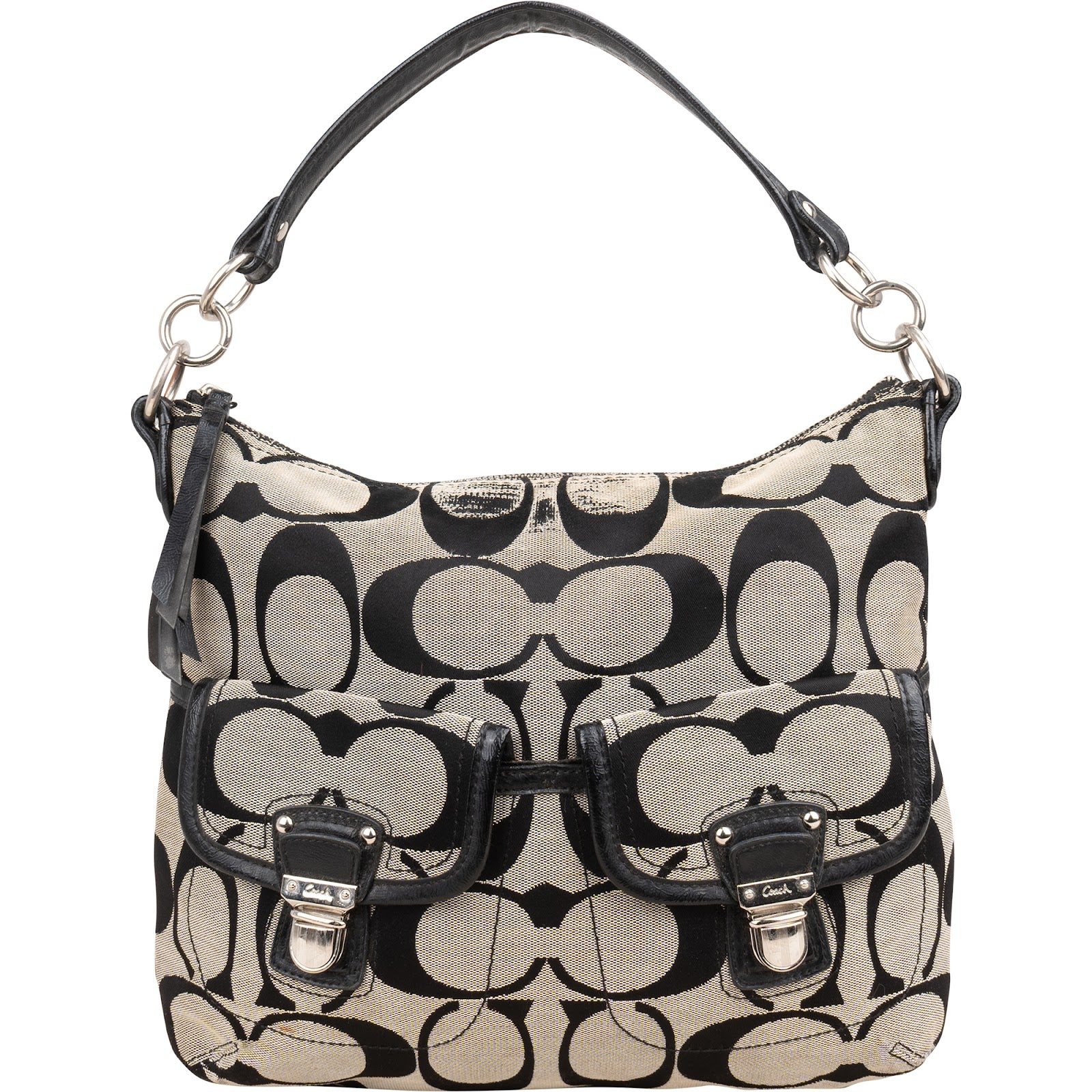 Coach Monogram Signature Canvas Carly Hobo Shoulder Bag 