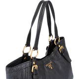 Prada Black Soft Calfskin Hobo Shoulder Bag