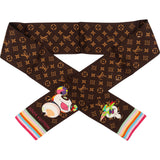 Louis Vuitton Silk Monogram Takashi Murakami Panda Bandeau Twilly Tuch Scarf