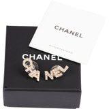 Chanel Pave Crystal Emblem Lettering Earrings