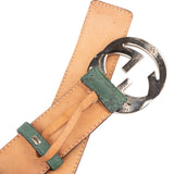 Gucci Green Guccissima Leather Interlocking G Buckle Belt (85)