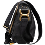 Chloé Black Leather Marcie Saddle Zip Crossbody Bag