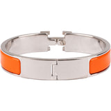Hermès Silver Tone Clic H Orange Bracelet