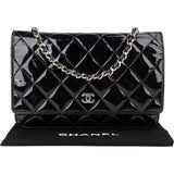 Chanel Quilted Patent Leather Wallet On Chain Crossbody Bag - vintageandkickz