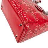 Christiann Dior Studded Cannage Lambskin Lady Dior Handbag