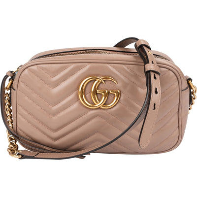 Gucci Chevron Leather GG Marmont Medium Crossbody Bag
