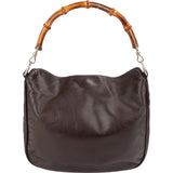 Gucci Brown Leather Bamboo Handle Hobo Handbag