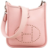 Hermès Rose Sakura Clemence Leather Mini Evelyne 16 Crossbody Bag
