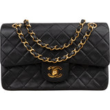 Chanel Quilted Lambskin 24K Gold Small Double Flap Shoulder Bag