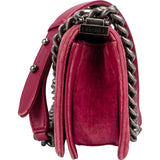 Chanel Quilted Velvet Small Boy Single Flap Crossbody Bag
