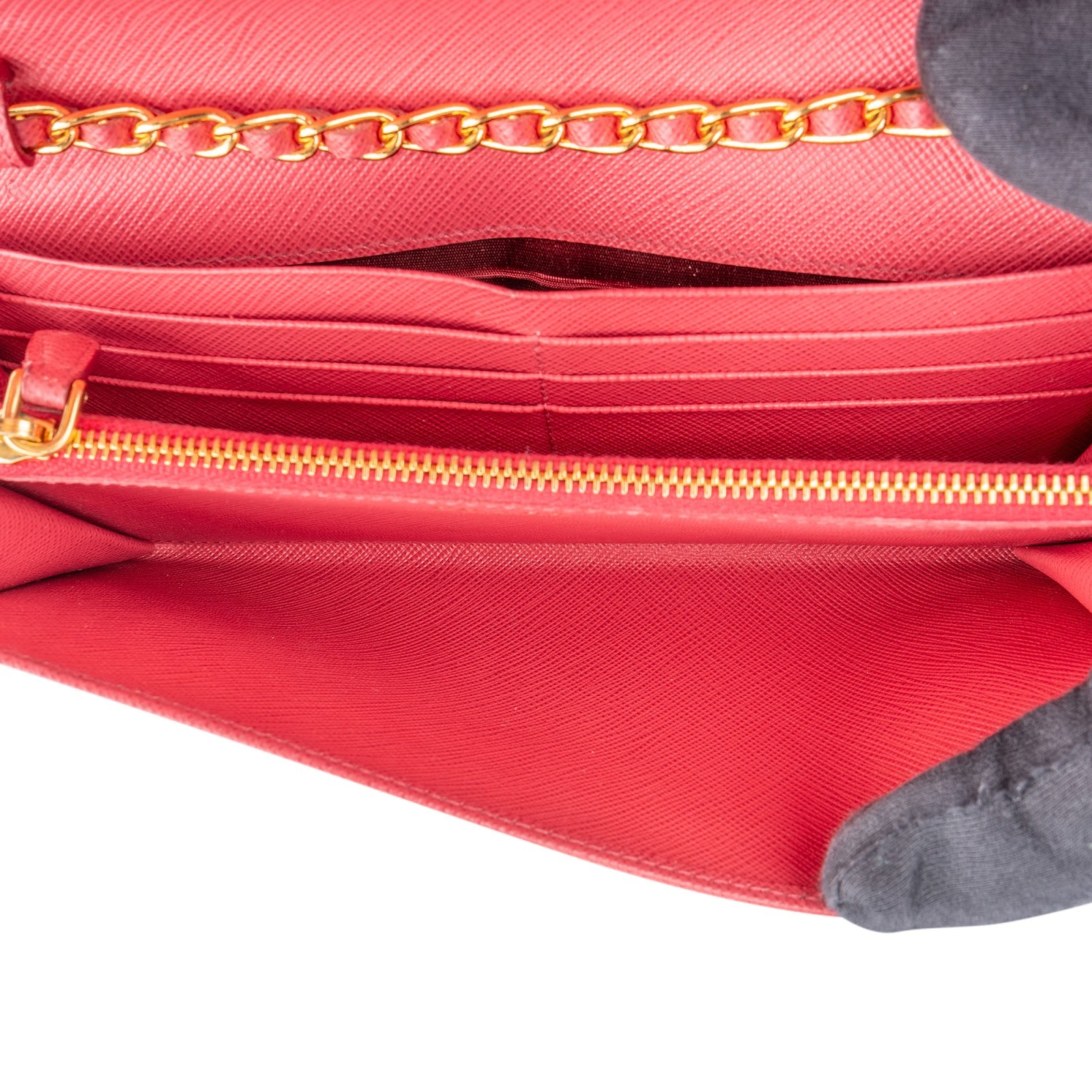Prada Pink Saffiano Leather Wallet On Chain Crossbody Bag - vintageandkickz