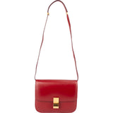 Celine Red Calfskin Classic Box Medium Crossbody Bag