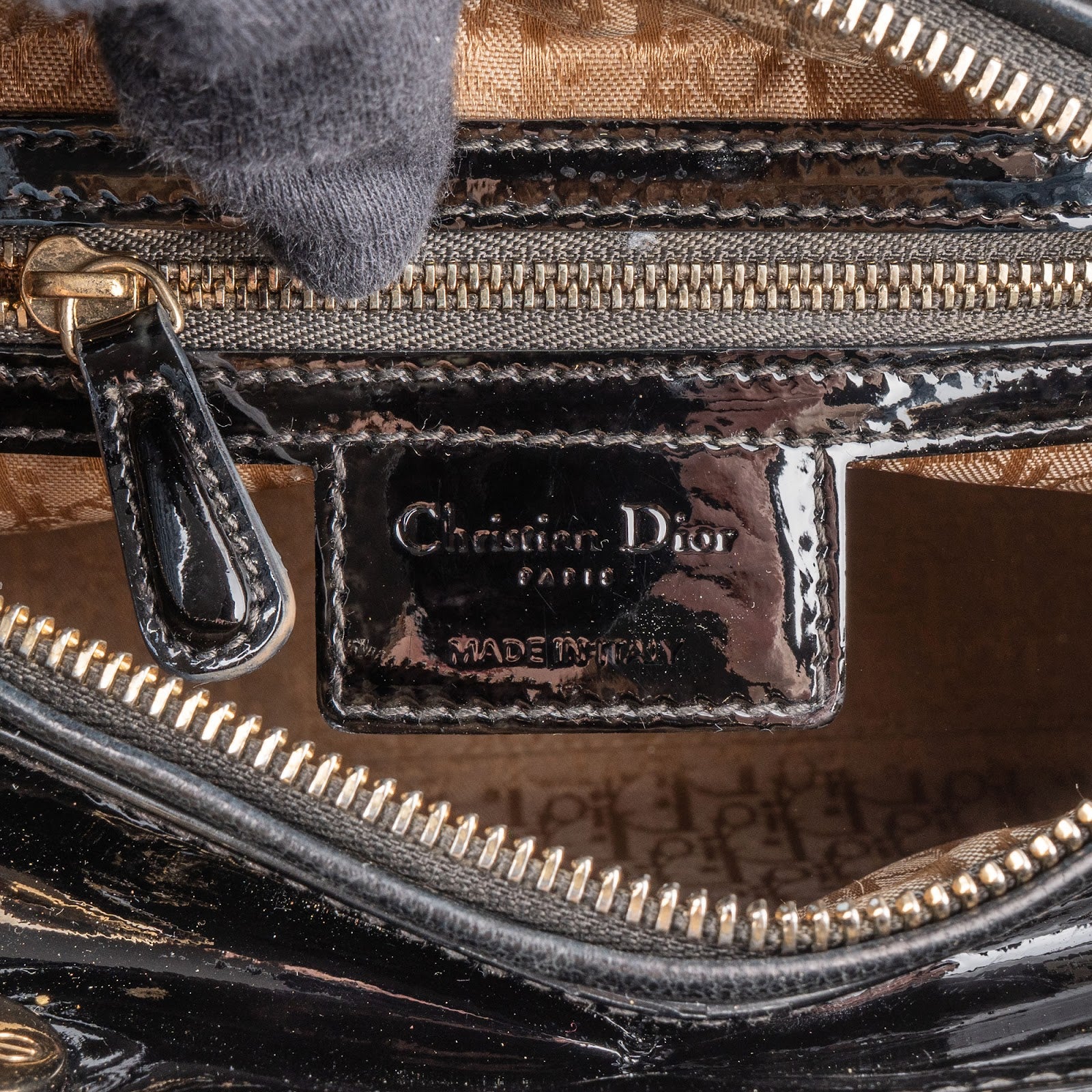 Christian Dior Quilted Patent Leather Lady Dior Handbag - vintageandkickz
