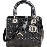 Cristian Dior Quilted Patent Cannage Lady Dior Handbag