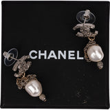 Chanel Textured CC Emblem 2018 Pearl Chain Drop Earrings