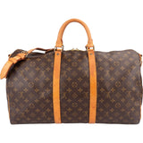 Louis Vuitton Monogram Canvas Keepall 50 Bandoulière Travel Bag