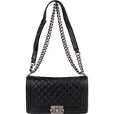 Chanel Quilted Lambskin CC Boy Single Flap Crossbody Bag