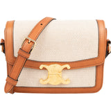 Celine Cotton & Calfskin Small Teen Triomphe Crossbody Bag