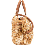 Miu Miu Woven Raffia Bauletto Coffer Handbag