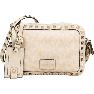Valentino Garavani Rockstud Woven Camera Crossbody Bag