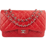 Chanel Quilted Caviar Leather Jumbo Double Flap Crossbody Bag