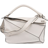 Loewe White Leather Puzzle Large Shoulder Bag