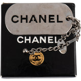 Chanel Silver Tone Dog Tag Keychain