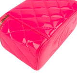 Chanel Pink Quilted Patent Leather Small Vanity Case Crossbody Bag