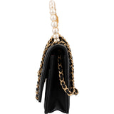 Chanel Quilted Lambskin Pearl Handle Wallet On Chain Crossbody Bag