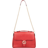 Gucci Red Grained Leather Interlocking GG Top Handle Shoulder Handbag