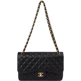 Chanel Quilted Caviar Leather Jumbo Double Flap Crossbody Bag
