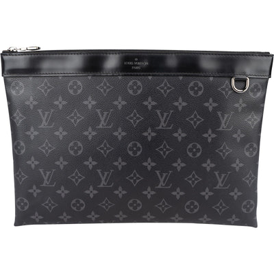 Louis Vuitton Canvas Monogram Eclipse Pochette Voyage MM Clutch - vintageandkickz