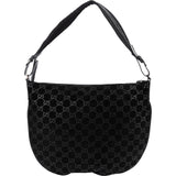 Gucci Monogram GG Suede Half-Moon Hobo Shoulder Bag
