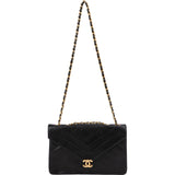 Chanel Chevron Lambskin Single Flap Crossbody Bag