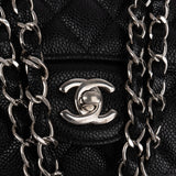 Chanel Quilted Caviar Leather Palladium Medium Double Flap Shoulder Bag