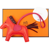 Hermès  Rose Jaipur Pinkshocking Rouge H Tricolor Leather Rodeo MM Pendant